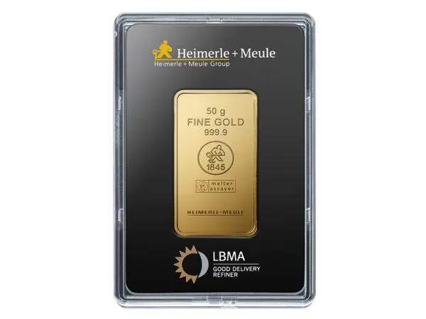 Lingot Or fin 50 g Heimerle Meule